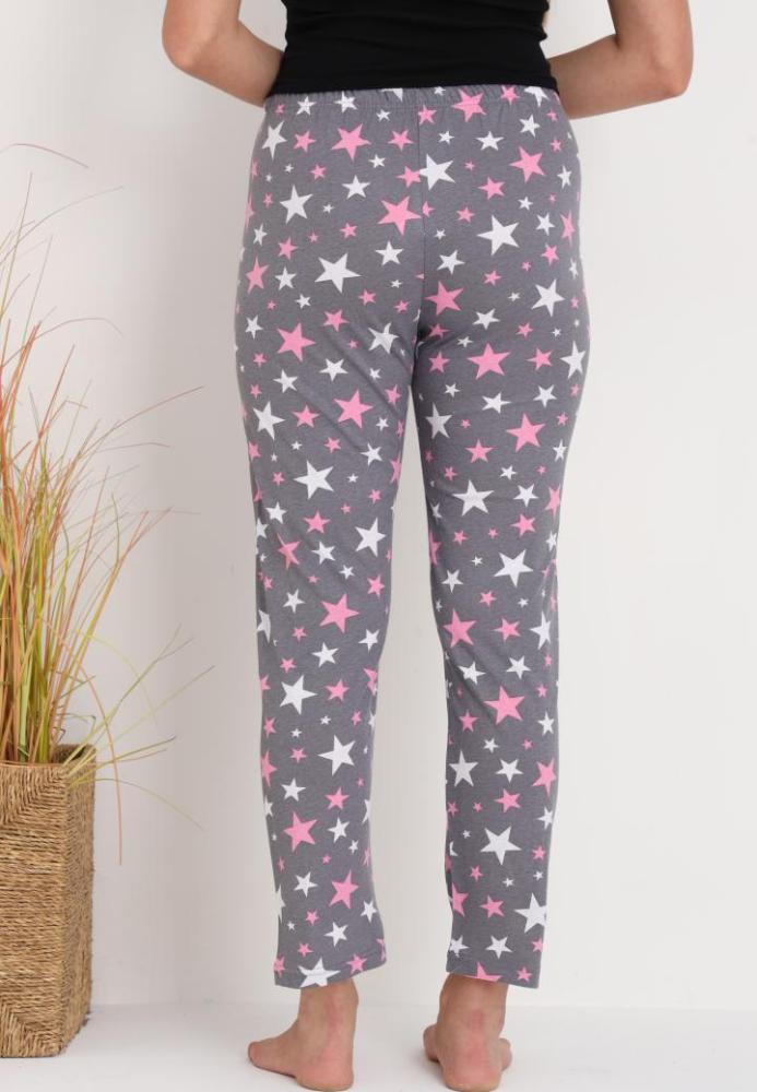 Pantaloni de Pijama Dama ,Culoare Gri cu Roz,Engros